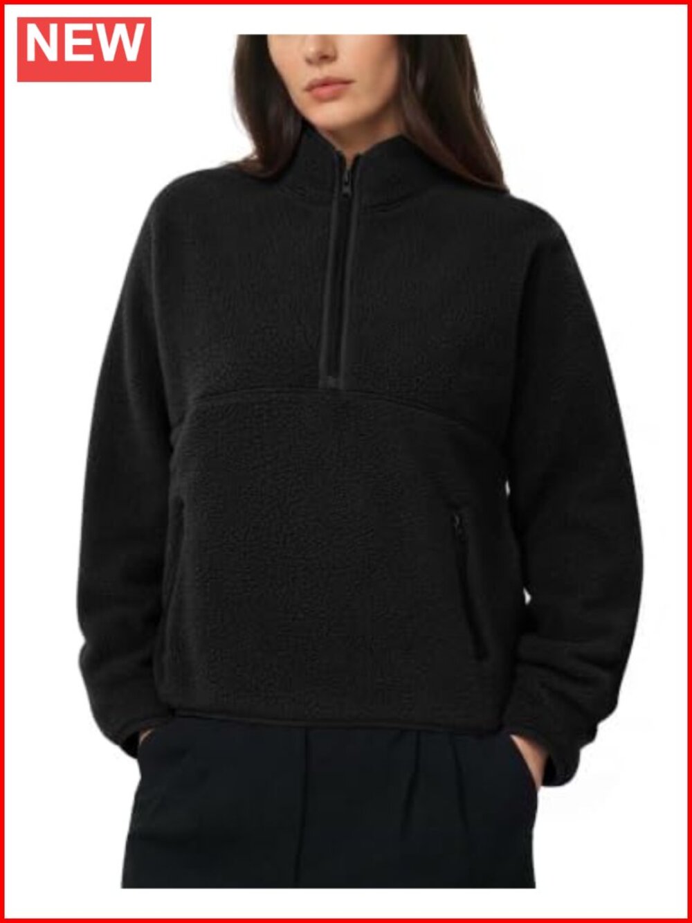 Quarter Zip Fleece Pullover Sweatshirt Fuzzy Sherpa Jacket Women